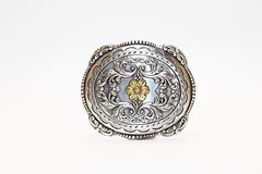 Southern Style Metal Belt Buckle with Flower Imprint