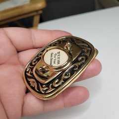 Vtg NOS Goldtone Belt Buckle Screw Oval Bezel Gemstone Blank Cabochon 22x30mm