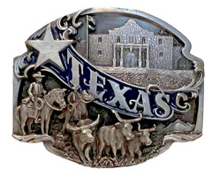 Texas Belt Buckle Pewter/silver color SIskiyou Buckle Co. Oregon 1994 3.5 X 2.75