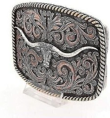 Montana Silversmiths Longhorn Collection Western Attitude Belt Buckle