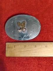 Hand Crafted STAINLESS STEEL BELT BUCKLE WITH BRASS Landing EAGLE