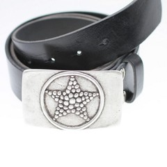 Antique Silver Clip Buckle with Star Motif in Circle for 4 cm Interchangeable Belt