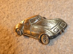 Vintage 1970s Brass Corvette Car Belt Buckle 3 3/4&Prime; Wide #2