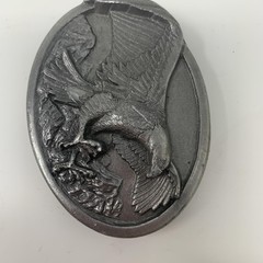Vintage Bergamot Brass Works Pewter Eagle Belt Buckle USA Bird Wildlife Art