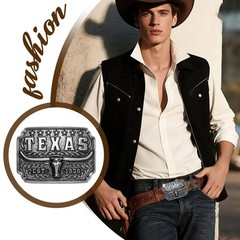 1836 TEXAS Bull Skull Alloy Belt Buckle Western Cowboy Unisex Vintage Rodeo Gift