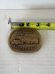Vintage Belt Buckle, Brass, Reddaway Truck Line, Trucking, Semi Safety Award