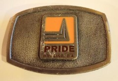Vintage Pride Drilling C.A. Belt Buckle Brass with Orange Enamel Arizona Based?