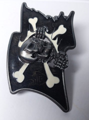Jeans Friend Jolly Roger Skull Crossbones Pirate Flag Silver Tone Belt Buckle