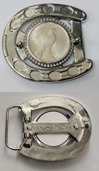 Silver Dollar Coins Set in Western Belt Buckles