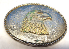 IVAN TAIWAN BRONZE GOLD TONED BALD EAGLE METAL BELT BUCKLE – U