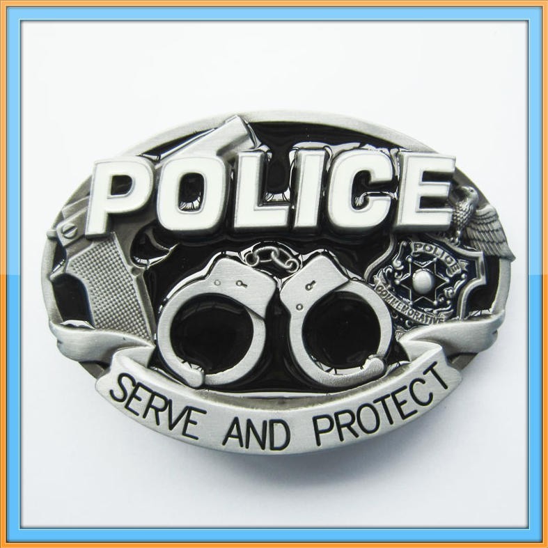 POLICE LAW HANDCUFFS ENFORCEMENT COP JUSTICE AMERICA PROTECT GUN BELT BUCKLE