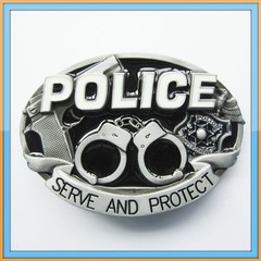 POLICE LAW HANDCUFFS ENFORCEMENT COP JUSTICE AMERICA PROTECT GUN BELT BUCKLE