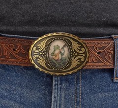 Banjo Frog Belt Buckle Handmade Silver Western Style Fits 1.5 Belt Strap