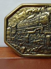 Vintage Avon Train Railroad 3D Brass Metal? Belt Buckle