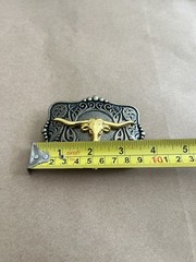 GOLDEN BULL Belt Buckle Metal Zinc Alloy Vintage Retro Cowboy Western Premium
