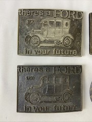 Mixed Lot of 7 pcs 6 Belt Buckles 1 Clip Transportation Ford, 4WD, Bus, Model T