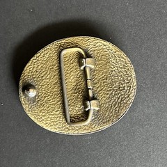Vintage Brass Belt Buckle Gold Patina Oval Rugged Metal Smith Tool