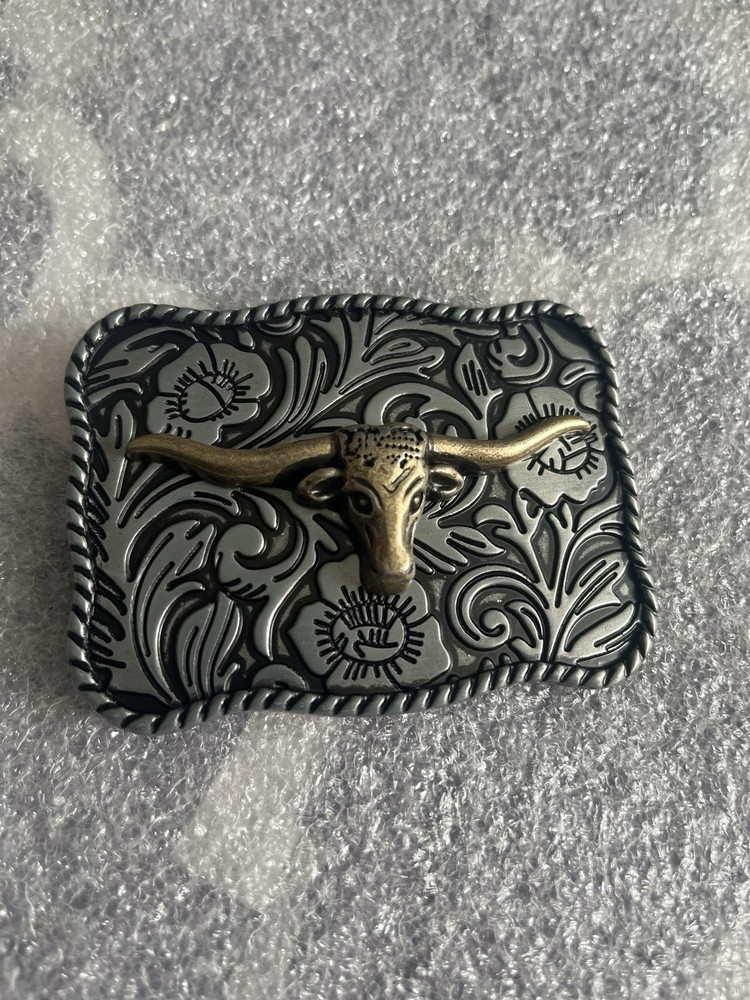 New Western Bull Head Belt Buckle – Black and Gold Western Cowboy Rodeo