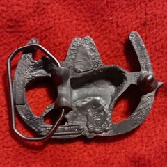 Men&rsquo;s Metal Western Horse & Horseshoe Belt Buckle Antique Finish Gray Fits 1.5in
