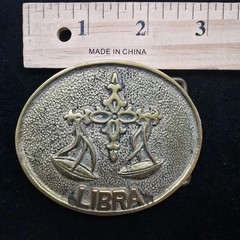 Vintage Libra Brass Belt Buckle Scales Horoscope Astrological Zodiac Sign