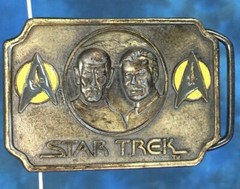 vintage 70s STAR TREK BRASS BELT BUCKLE lee jeans spock kirk sci fi movie 80s