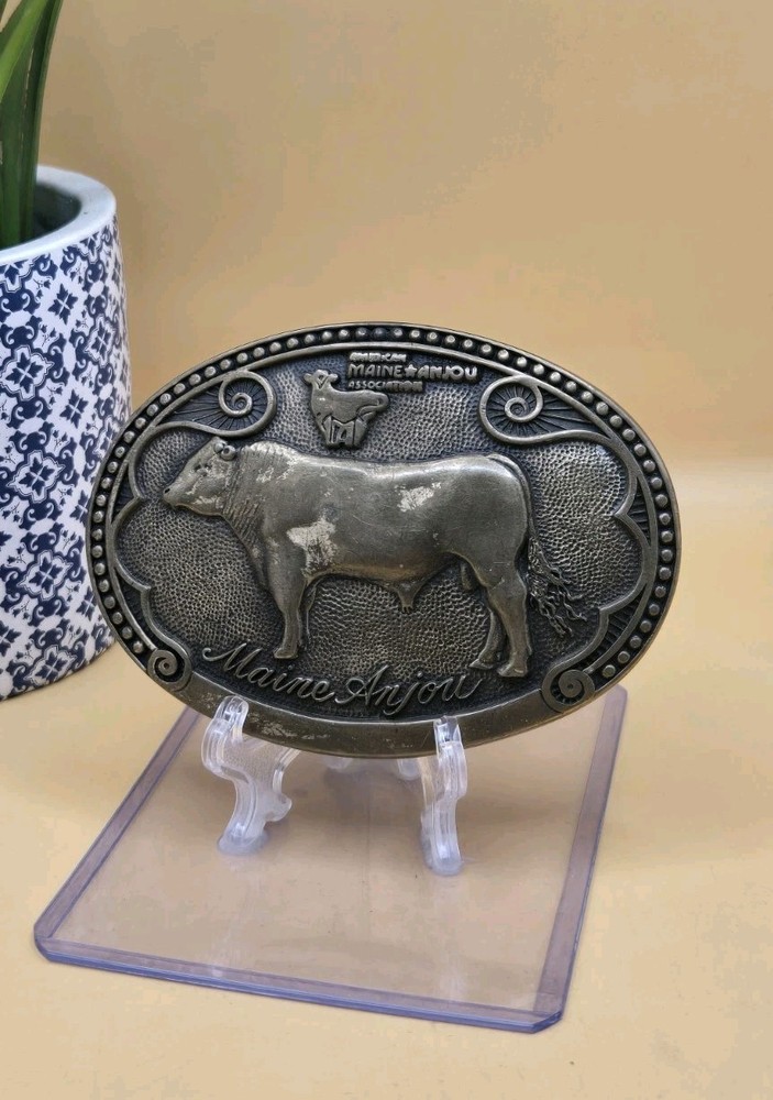 VINTAGE TONY LAMA CATTLE BREED SERIES FIRST EDITION SOLID BRASS BELT BUCKLE