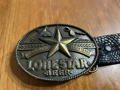 Rare Vintage Lonestar belt buckle and black Justin lizard belt (size 40)