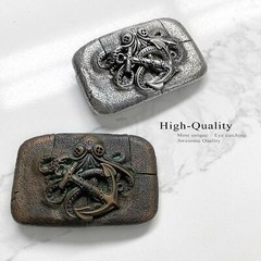 Antique Engraved Octopus Boat Anchor Belt Buckle fits 1-1/2&Prime; (38mm) Belt Strap
