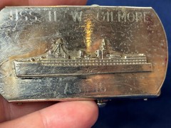 Vtg Naval USS HW Gilmore AS-16 Belt Buckle Fulton-Class Submarine Tender Japan