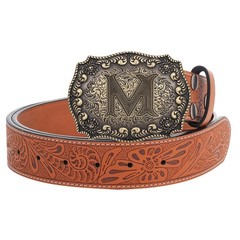 Btilasif Belt Buckles Men Western Cowboy Initial Letters ABCDJMR Mens Texas Rode