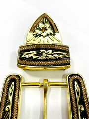 Western buckle set 3 piece 40mm heavy quality buckle golden solid leather buckle
