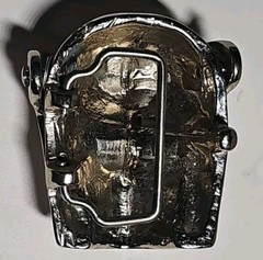 Vintage Knights Helmet & Skull BELT BUCKLE Medieval Armor Heavy Silver-Tone