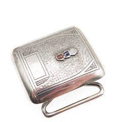 Hickok 925 Sterling Silver Antique Art Deco Enamel FLT Monogram Belt Buckle