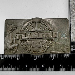 Vintage Teamster Belt Buckle Trucking Union Horse Semi Truck Metal Americana