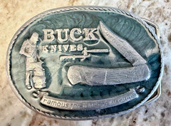 Vintage Buck Knives Limited Edition Belt Buckle BB901 Silver Green