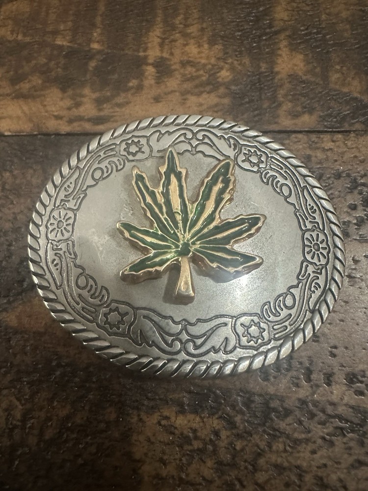 Marijuana Weed Cannabis Metal Belt Buckle Tobacco