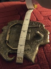 Vintage Southwestern Solid Brass Native American Headdress BELT BUCKLE 3&Prime; x 2.5&Prime;