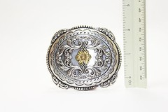 Southern Style Metal Belt Buckle with Flower Imprint