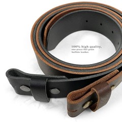 One Piece Full Grain Buffalo Leather Replacement Belt Strap 1-1/2&Prime; 60, Brown