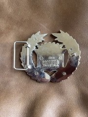 Vintage Famous Stars & Straps Cadillac American Flag Belt Buckle Metal 3” Biker