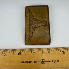 Vintage Megan Belt Buckle Brass/Gold Tone Western Longhorn Steer Rope Edge