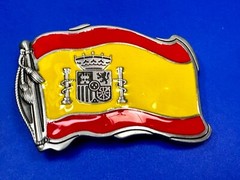 Spain Spanish Madrid Barcelona Flags Enameled Figural Patriotic Belt Buckles