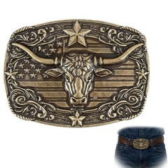 Uelkr Western Cowboy Belt Buckle for Men, Cowgirl Longhorn One Size, Brown