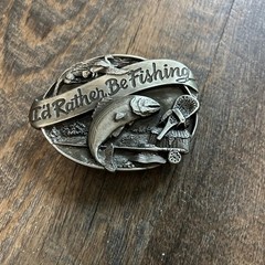 Vintage 1985 Siskiyou Buckle Co Id Rather Be Fishing Trout Belt Buckle M-30