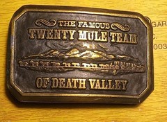 US Borax 1985 The Famous Twenty Mule Team of Death Valley Mining Belt Buckle