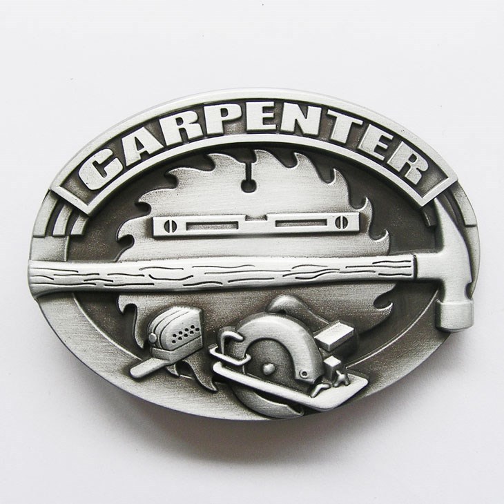 NEW 3-D CARPENTER HAMMER SAW TOOLS HARD HAT BELT BUCKLE