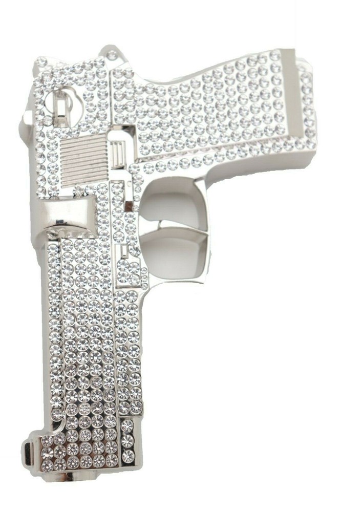 Men Belt Buckle Silver Metal Western Fashion Weapon Gun Pistol Street Statement