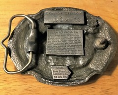 1989 Belt Buckle Corn Picking Iowa Premium Specialty CO. Pewter
