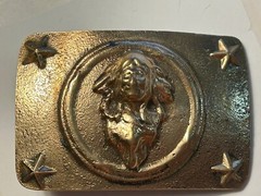 Vintage Native American Indian Chief Brass Belt Buckle USA 3.25×2 in **Read cond
