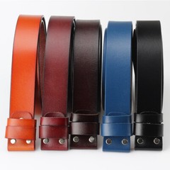 No Buckle Men Snap Strap Belt Full Leather No Buckle